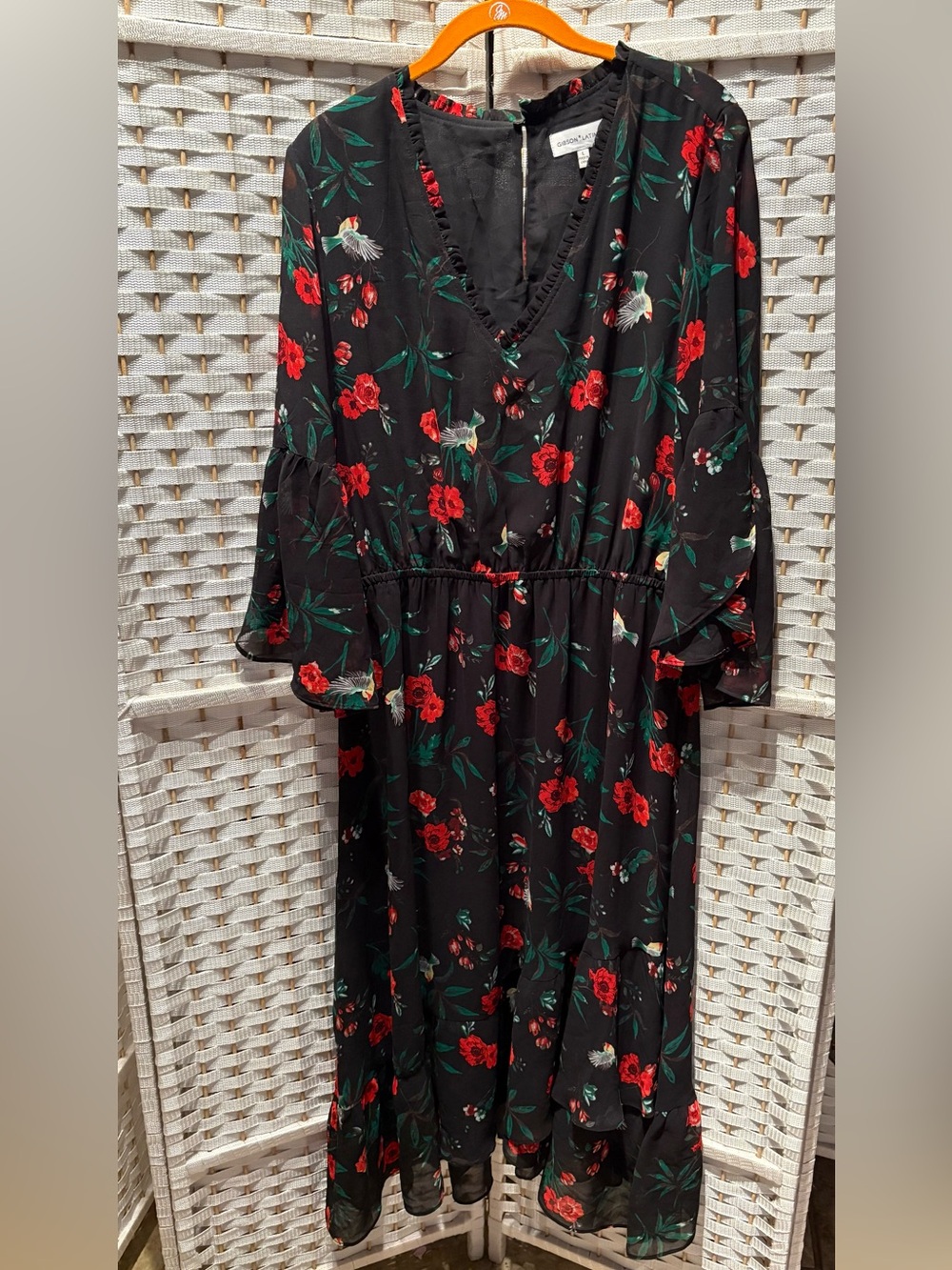Gibson Latimer Black Floral Long Sleeve Dress